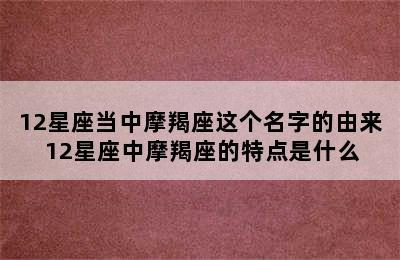 12星座当中摩羯座这个名字的由来 12星座中摩羯座的特点是什么